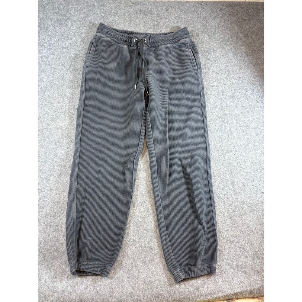 Aerie Corduroy Pants Womens Medium Gray Drawstring Waist Comfy Lounge Joggers